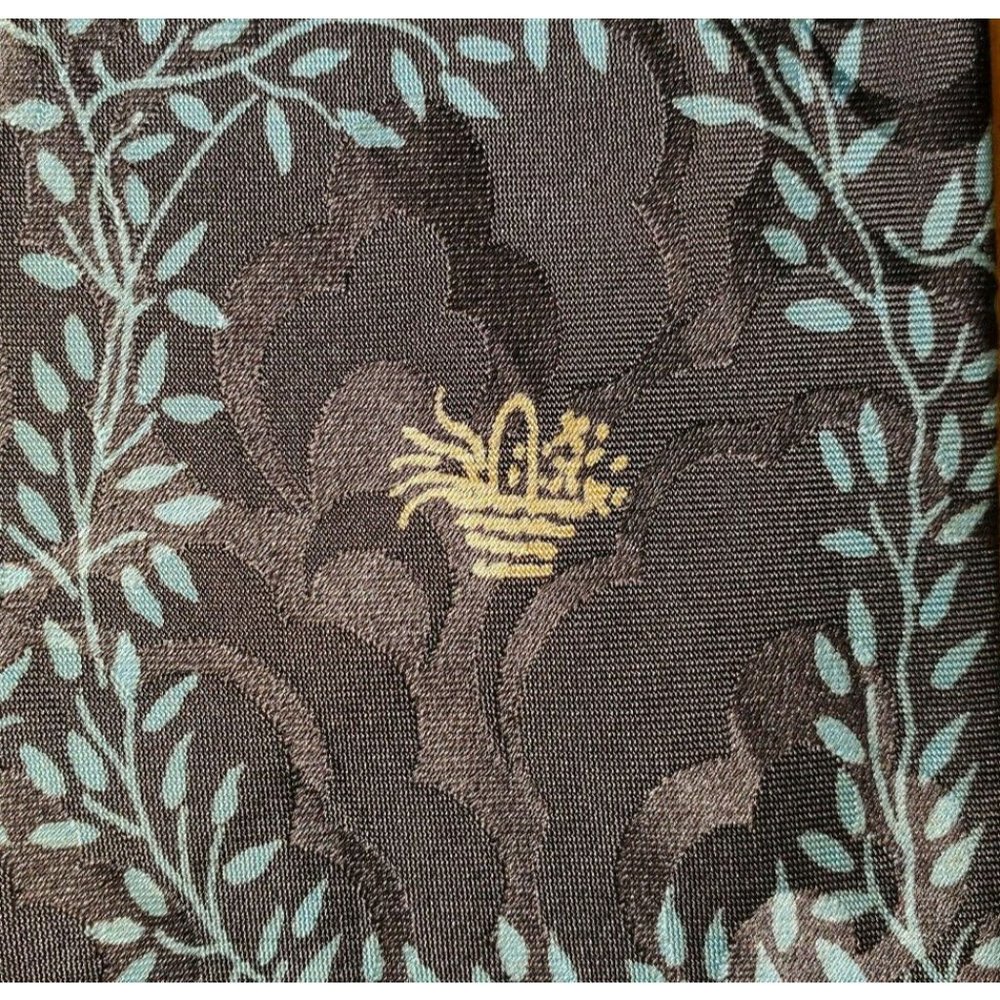 1950s 1960s VINTAGE SKINNY SLIM TIE ~ BROWN TURQUOISE FLORAL FILIGREE ~ 53"